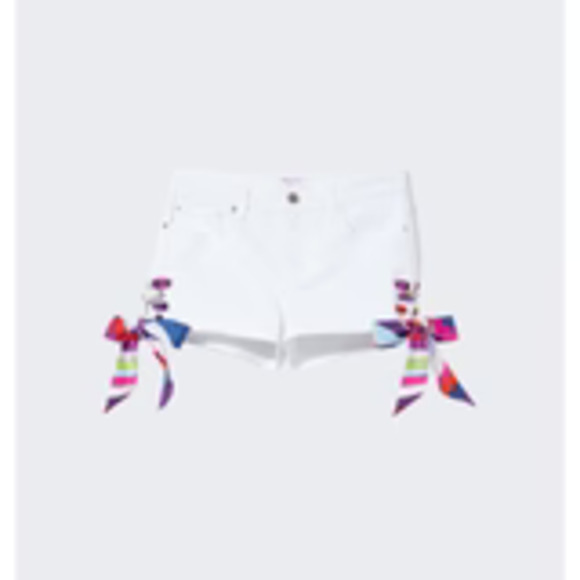 Pucci Pants - Pucci Side Tie Denim Shorts in White